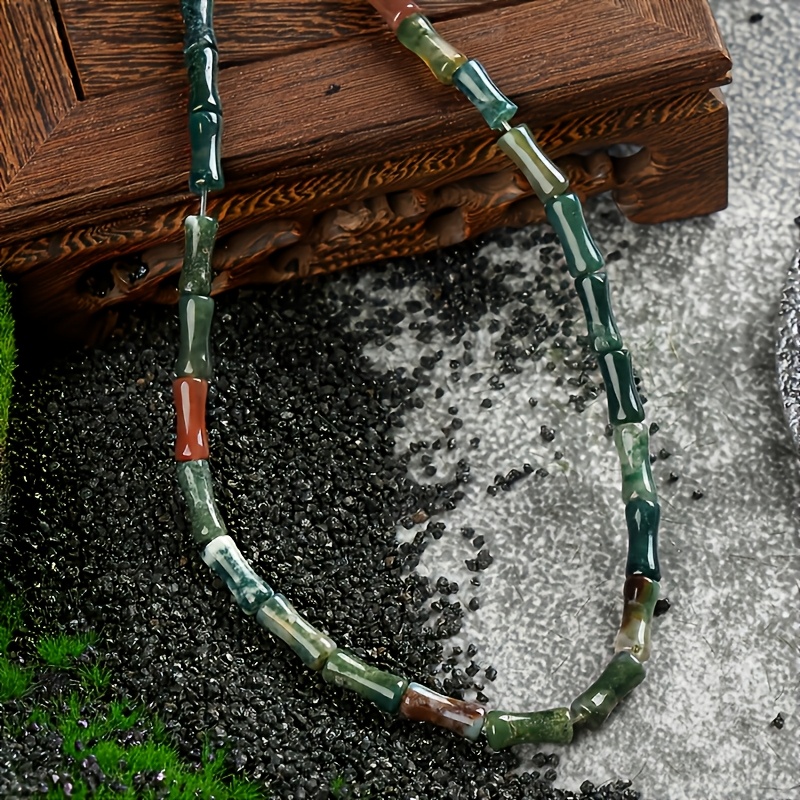 Natural Indian Agate Bamboo Rayon Joint Loose Beads